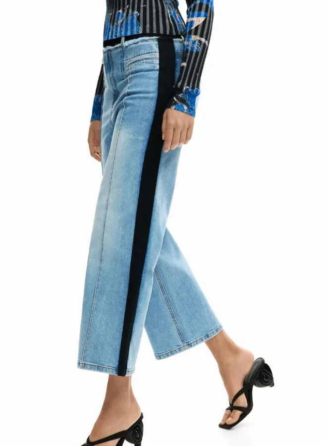 DESIGUAL Two-Material Denim Trousers